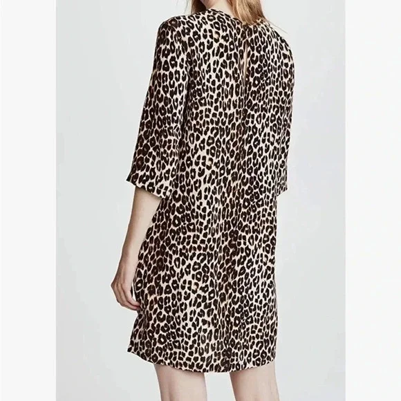 EQUIPMENT FEMME NEW Aubrey Leopard Print Silk Shift Dress XS - Picture 7 of 13